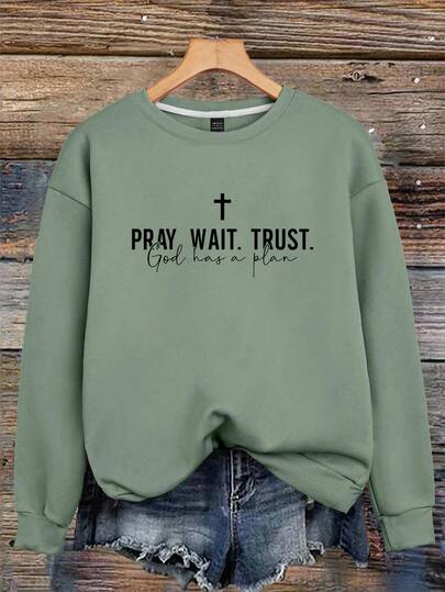 EMERY ROSE Sudadera "Ora, espera, confía, Dios tiene un plan", sudadera de Dios, Dios es bueno, sudadera cristiana, regalo religioso, atuendo cristiano, sudadera de fe