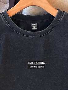 Manfinity Joysei 标准尺码男士复古做旧黑色T恤，简约百搭，适合上学、外出，也是送给朋友的好礼物。 - 黑色 - 查看 2