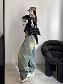 StreetHx 女士休闲喇叭牛仔裤 - 中等水洗藍 - 查看 5