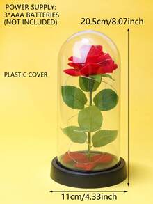 1 buc lumină de noapte cu flori de trandafir din catifea artificială roșie cu capac din plastic, perfectă pentru cadou de Ziua Îndrăgostiților, cadou de Crăciun, decor de nuntă, decor pentru casă, lumini de decor de masă de Crăciun, decor dormitor lumină de noapte cu flori de trandafir