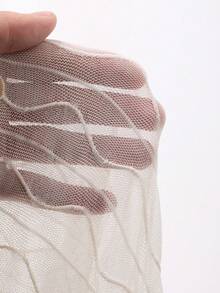 FRIFUL Women's Solid Color Stand Collar Mesh Fitted Blouse Long Sleeve Women - White - View 3