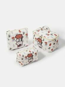 We Bare Bears X SHEIN 一套便携式化妆包，大容量设计，轻松收纳您的化妆品，轻巧便携，方便旅行时存放化妆品、洗漱用品和配件。 - 卡通 - 查看 2