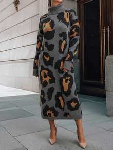 EMERY ROSE Của phụ nữ In hoa Báo Áo cao cổ Đầm Áo len - Nhiều màu - Xem 1