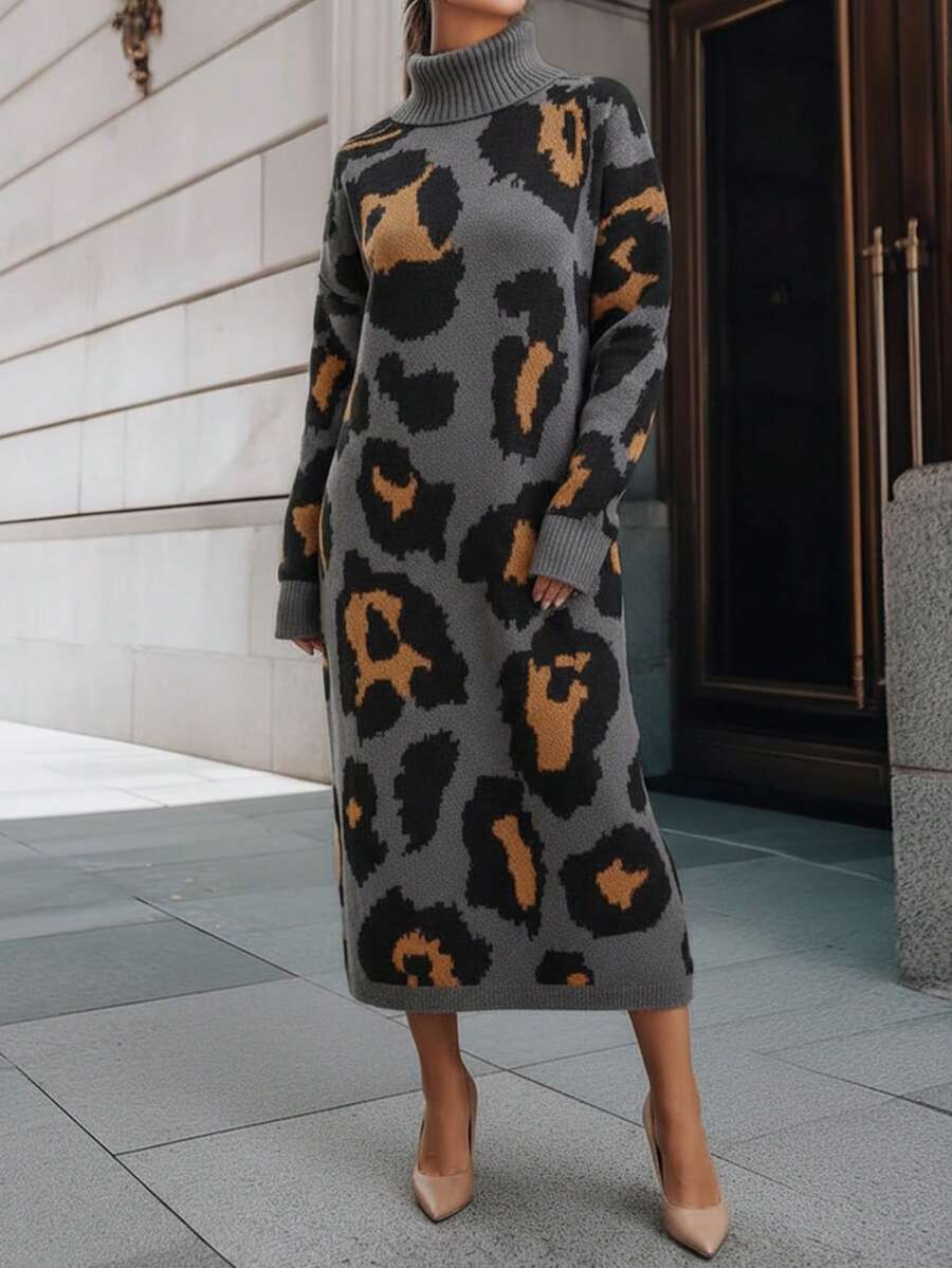 EMERY ROSE Của phụ nữ In hoa Báo Áo cao cổ Đầm Áo len - Nhiều màu - Xem 1