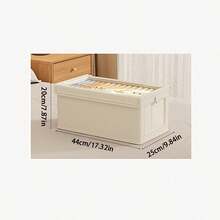 1pc Shelf Large Storage Basket | Sturdy Fabric Wardrobe Storage Box For Organizing Transparent Windows | Foldable Home Storage With Lid, Beige/Gray Decor, Room Decor, Decorations, Decorations, Decor, Storage, Organizer Dress Pants Shoes Jeans Boots Skirt - Multicolor - View 6