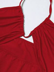 VaVaBold 女士红色无袖性感露背裹身裙