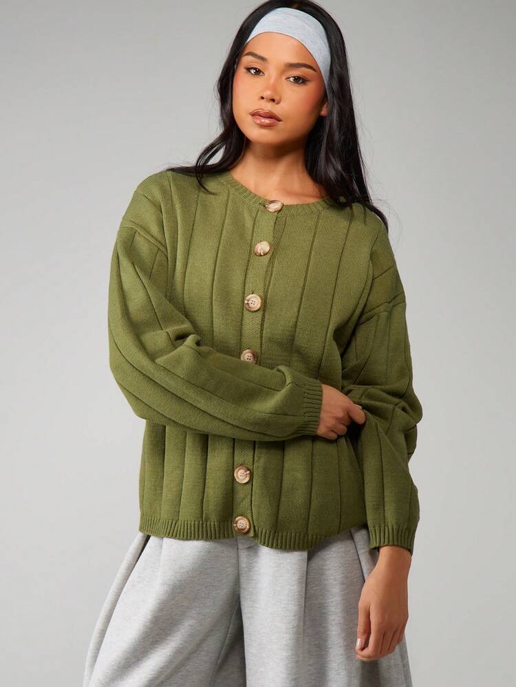 MISSGUIDED Chunky Ribbed Button Front Cardigan With Oversized Relaxed Fit For Fall Winter Cozy Layering Christmas