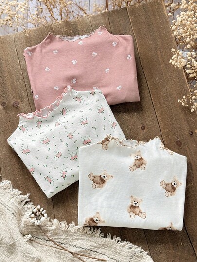 Serisse Kids 2pcs/Set Tween Girls' Cute Knit Mock Neck Long Sleeve Tops Cute Tops