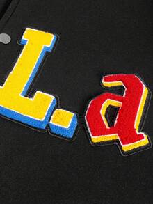 PAVTROS Manfinity Streetrush Men's Patchwork Fleece-Lined Baseball Jacket, Black And Yellow Jacket, Men Varsity Jacket, College Jacket, Men Letterman Jacket , Fall Winter, Grunge