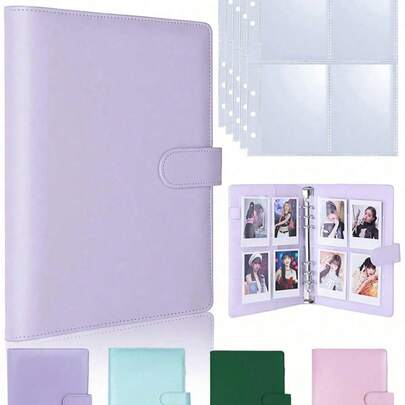 Álbum de Fotos com Capa de Couro PU A5 com 25 Sacos Internos para Cartões Fotográficos, para Memórias e Organização de Fotos - Para Mini Filme, Família, Aniversário, Formatura, Casamento, Presente do Dia das Mães