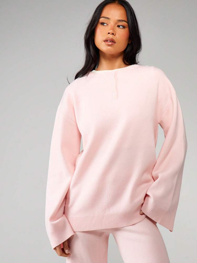 MISSGUIDED Maglione oversize a girocollo, vestibilità morbida, maniche lunghe, per uso casual quotidiano
