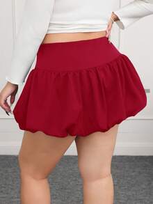 CovetEZ 大码优雅酒红色迷你裙，夏季 - 酒紅色 - 查看 2