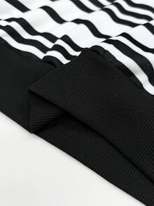 Resyla Áo sweatshirt nữ dáng rộng, kẻ sọc, vai rớt, có dây rút, thích hợp cho mùa thu. - Nhiều màu - Xem 5