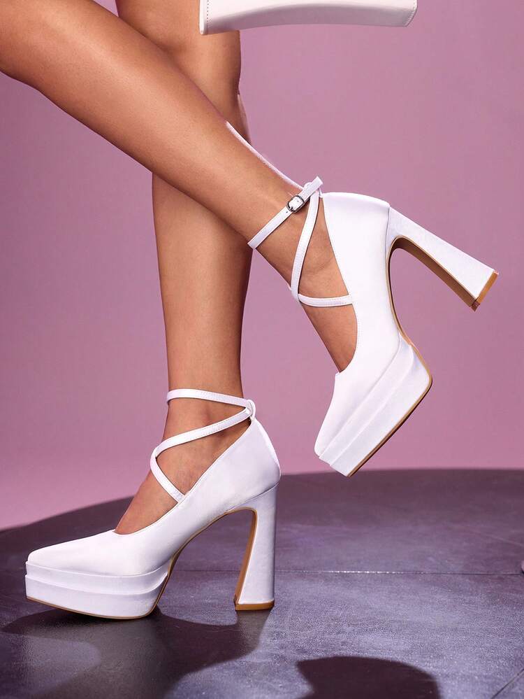 CUCCOO LuxiPop Sexy Platform High Heels, Satin Material Upper High Heel Pumps, Suitable For Halloween, Christmas, Party, Nightclub Outfit In Autumn