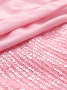 Viva Relle Váy xòe tay dài đính sequin thanh lịch cỡ lớn dành cho nữ, thích hợp cho các buổi dạ tiệc, tiệc tùng, khách dự tiệc cưới, năm mới, giáng sinh - Hồng - Xem 6