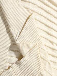 PAVTROS 男士半扣针织毛衣，Polo 领套头衫，秋冬学院风外套，带口袋，适合商务、通勤和休闲穿着 - 白色 - 查看 4