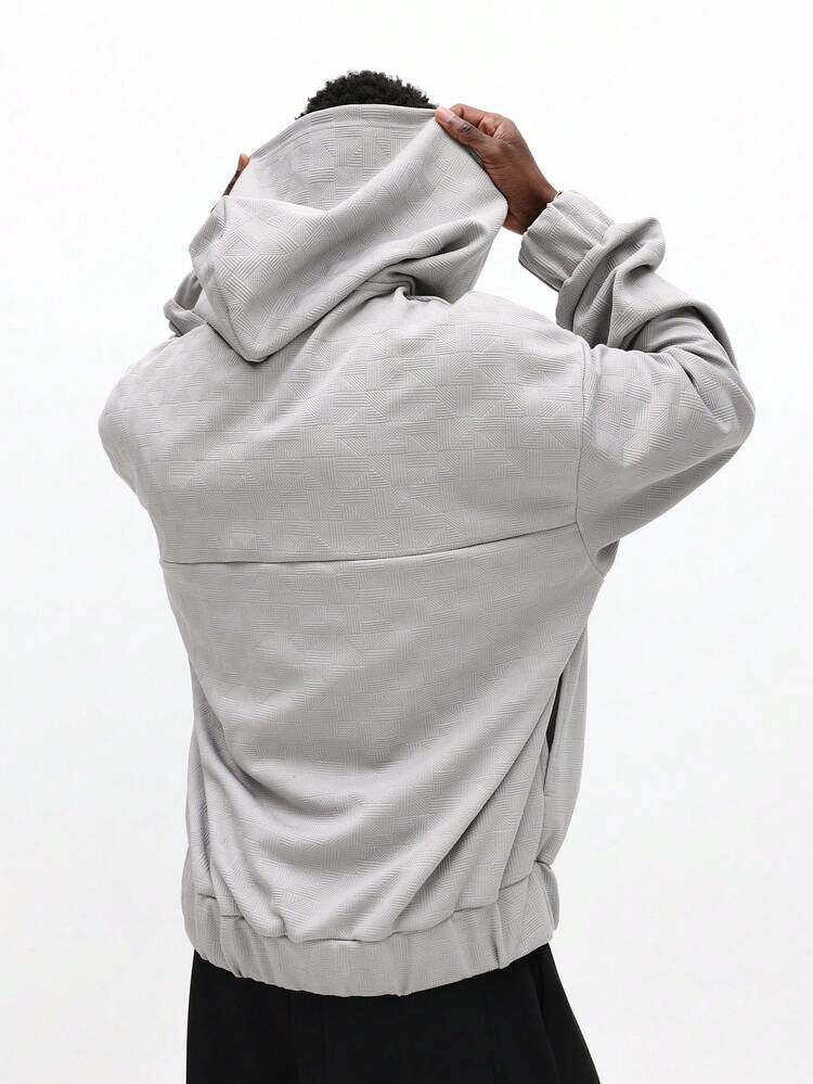 Textured Hoodie With Drawstring And Pocket