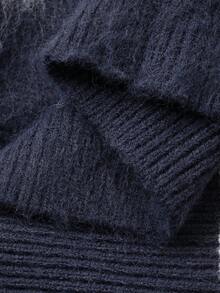 DAZY Women's Casual Colorblock Striped V-Neck Sweater, Autumn/Winter - Navy Blue - View 7