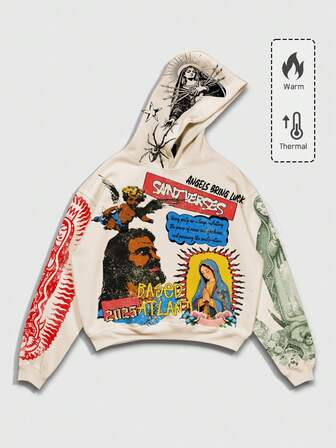 Street Life Men's Printed Street Style Hoodie Sweatshirt, Autumn/Winter