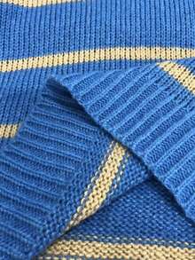 Lyxana Sweater Longgar Kasual Bergaris untuk Wanita, Musim Gugur/Dingin - Biru - View 6