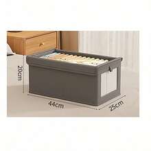 1pc Shelf Large Storage Basket | Sturdy Fabric Wardrobe Storage Box For Organizing Transparent Windows | Foldable Home Storage With Lid, Beige/Gray Decor, Room Decor, Decorations, Decorations, Decor, Storage, Organizer Dress Pants Shoes Jeans Boots Skirt - Multicolor - View 12