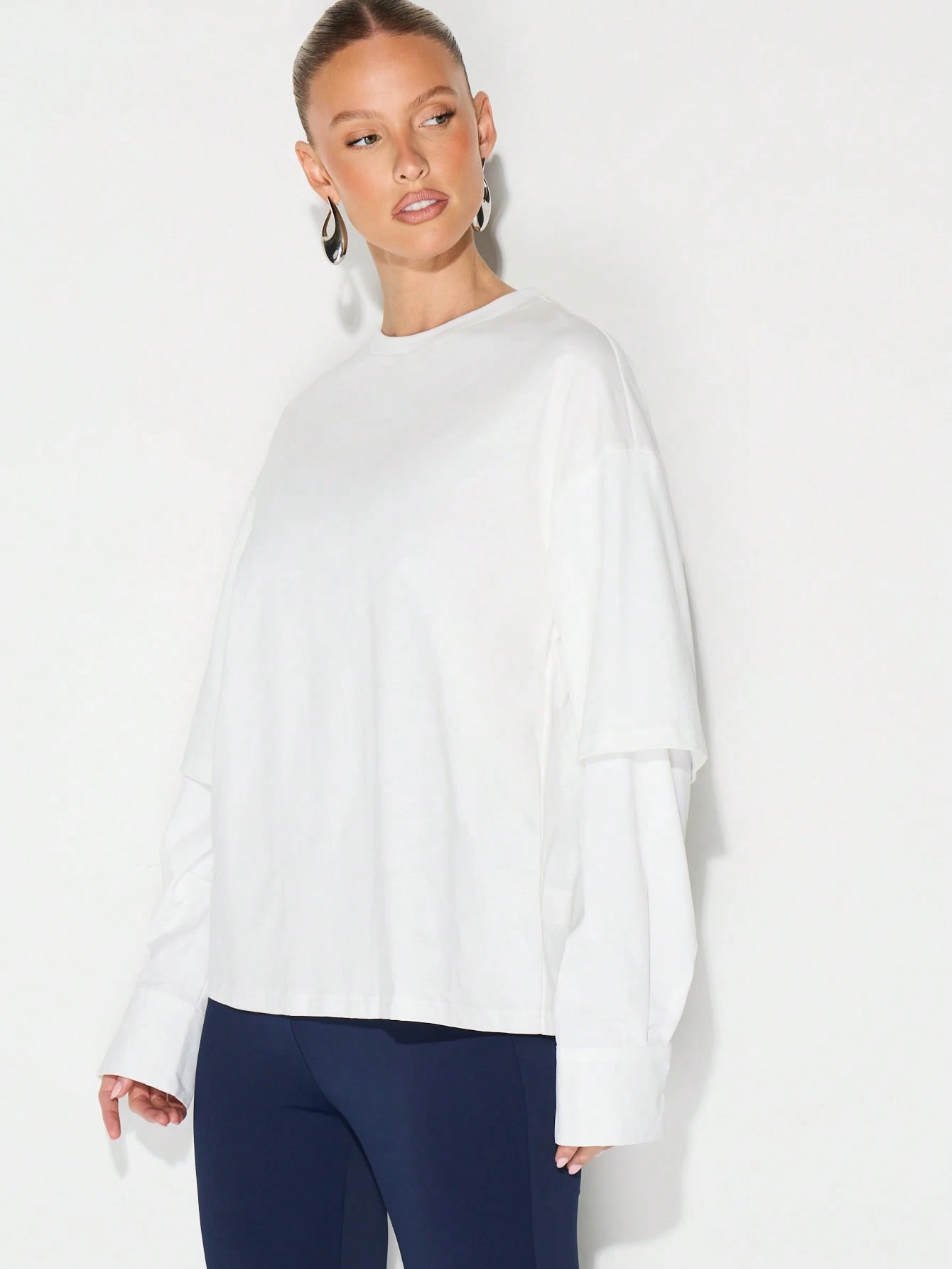 KIZN Oversized Long Sleeve Crew Neck T-Shirt