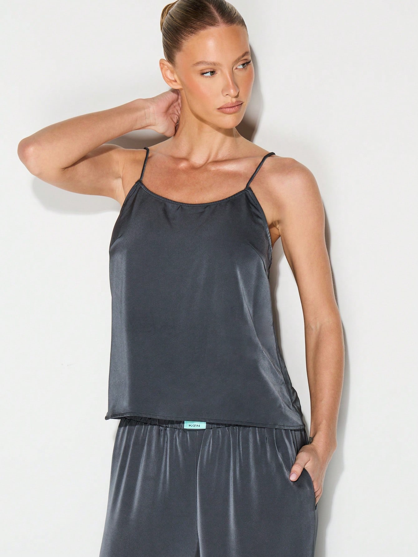 KIZN Satin Cami And Wide Leg Trouser Set