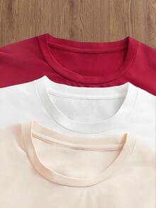 Manfinity Unisex Áo thun nam cổ tròn tay ngắn màu trơn, thường ngày, đa năng, mùa hè, đồ đôi - Nhiều màu - Xem 3