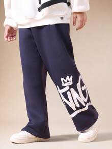 Bộ đồ thể thao SUMWON dành cho bé trai, gồm áo nỉ và quần jogger in hình vương miện, thích hợp mặc mùa đông và đi nghỉ mát. - trắng - Xem 4