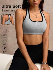 Dewbera 1 Stück nahtloser Damen Sport-BH mit abnehmbaren Pads und Hakenverschluss, geeignet für Laufen, Yoga, Workout