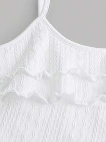 SHEIN 少女休闲简约舒适不对称下摆背心和鱼尾裙套装 - 白色 - 查看 4