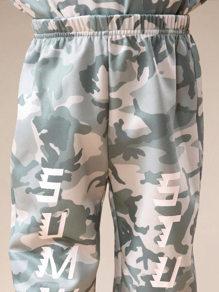 Camouflage Hoodie Jogger Set With Long Sleeves