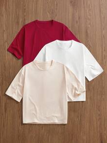 Manfinity Unisex Áo thun nam cổ tròn tay ngắn màu trơn, thường ngày, đa năng, mùa hè, đồ đôi - Nhiều màu - Xem 6