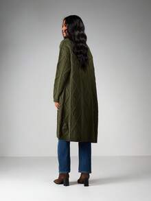 MISSGUIDED Cable Knit Long Cardigan For Fall Winter Cozy Oversized Open ...