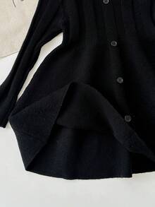 SHEIN Baby Girl Solid Color Striped Cardigan Dress - Black - View 7