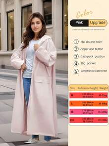 SHEIN Fashion Multifunctional Raincoat Long Full-Body Rainproof Rain Coat For Women Thickened Rain Coat Waterproof And Windproof Rain Poncho Multi Functional Raincoats Outdoor Activities Rain Wear Rain Jacket Cycling Traveling Climbing Rain Coat White Raincoat Pink Raincoat Purple Rain Gear Women's Outdoor Clothing ,Office,Household,Travel, Back