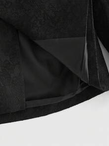 ROMWE MEN Men's Lapel Neck Long Sleeve Button Front Allover Print Casual Suit Jacket - Black - View 5