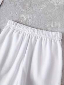 Damas pantalón deportivo casual básico diseño liso estilo minimalista corte holgado cintura elástica puño ajustado primavera-otoño para hogar y actividades al aire libre pantalón largo - Blanco - Ver 2