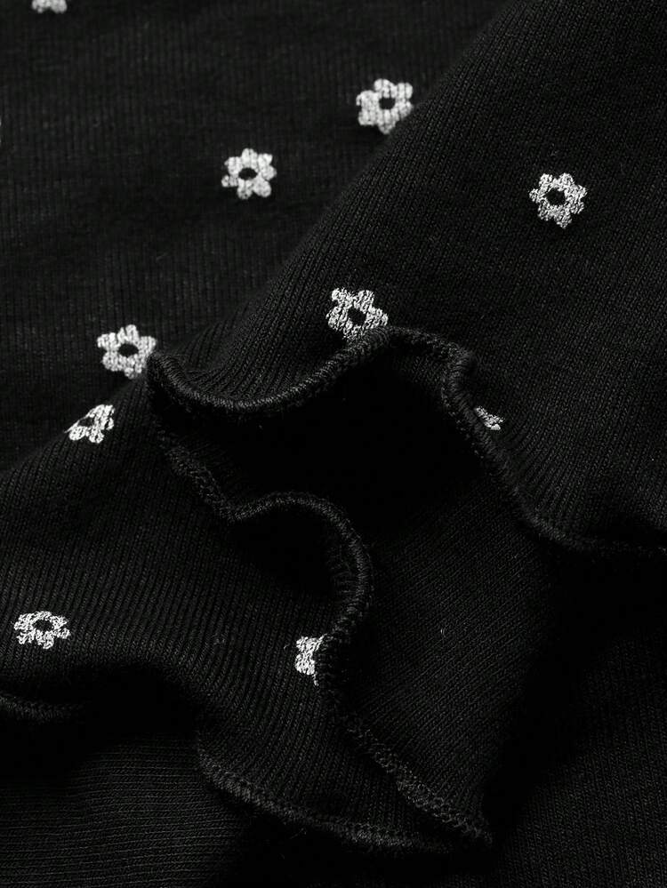 Ditsy Floral Ruffle Hem Waist Cinched Long Women Nightgown