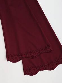 Sweetra 女士复古法式修身喇叭袖蕾丝领休闲T恤套装，秋季 - 彩色 - 查看 5