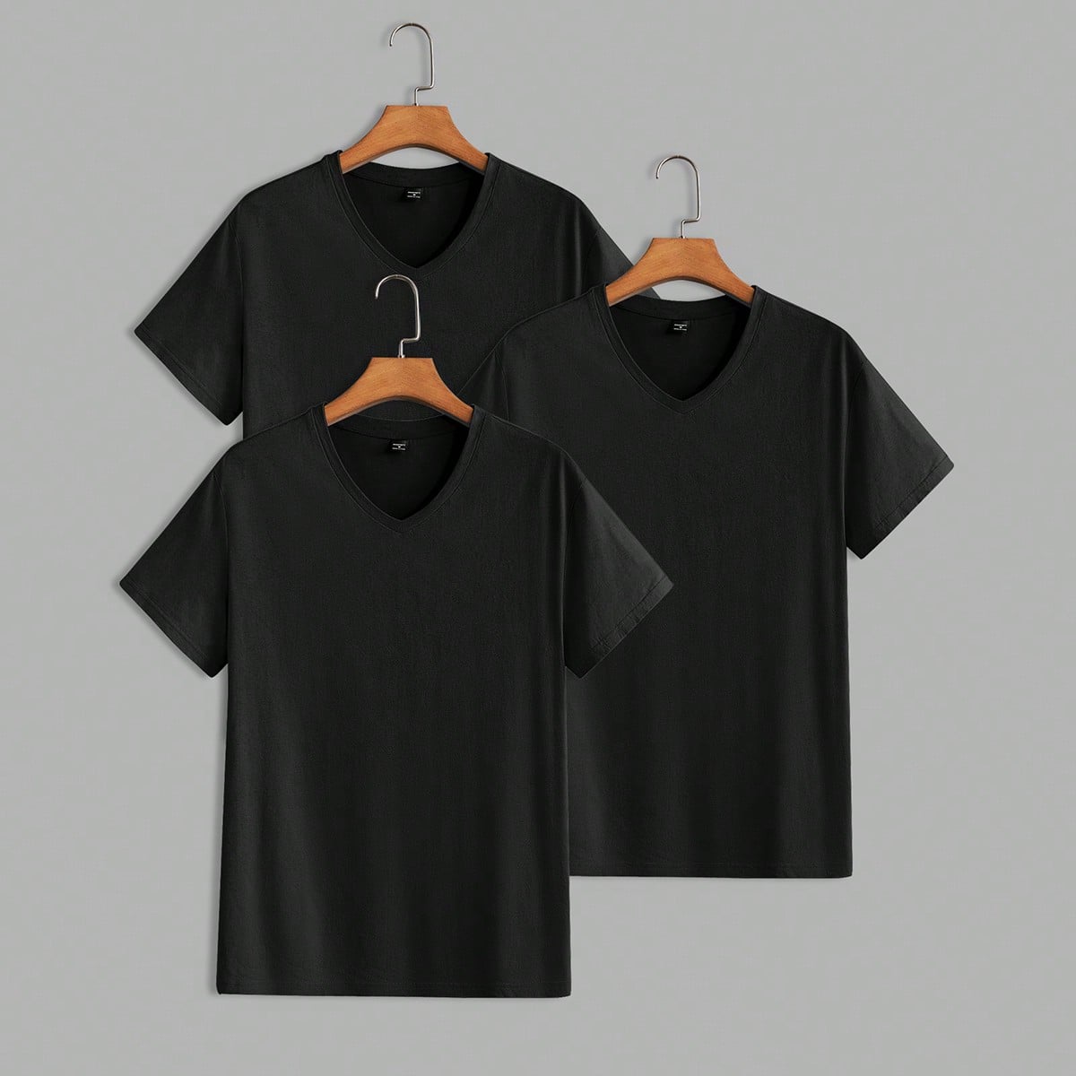 Paquete de 3 camisetas de punto de manga corta de unicolor casual para hombres, adecuadas para uso diario, verano, vacaciones, regalos del Día del Pa