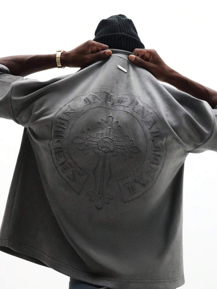 Regular Fit Embossed Cross Graphic T-Shirt