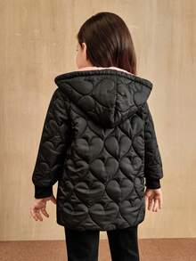 SHEIN Áo khoác trẻ em có mũ trùm đầu có khóa kéo lót lông dày dặn cho bé gái Áo khoác trẻ em Áo khoác trẻ em Áo khoác trẻ em Áo khoác mùa đông cho bé gái Áo khoác trẻ em màu đen - màu đen - Xem 2