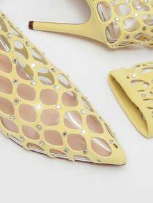 CUCCOO SZL Women's Fashion Pointed Toe High Heel Rhinestone Boots, Suitable For Party Occasions - Apricot - View 8