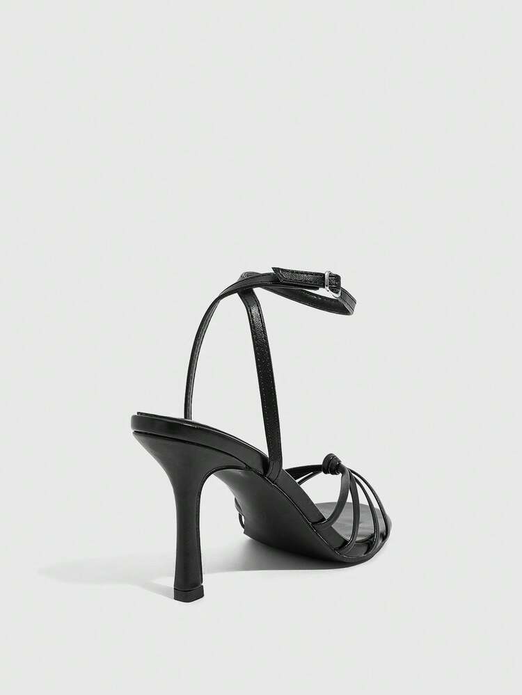 CUCCOO SZL Sandalias de tacón elegantes para mujer - Negro - Añade 4