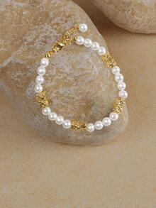 Opalesca Women Chain Bracelets,Outfits,Old Money,Wedding/Bridal Accessories,Fairycore/Fairy,Pearl,Metallic/Texture,Fall/Autumn/Winter,Elegant,For Mom/Women/Girl/Mother,Premium,Vintage,Layered - Gold - View 5