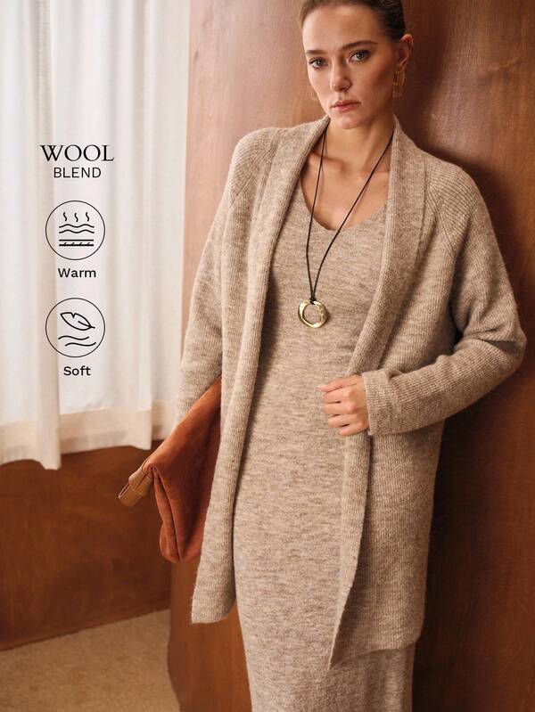 MOTF PREMIUM SLIM FIT DRESS & BELTED CARDIGAN SWEATER CO-ORD