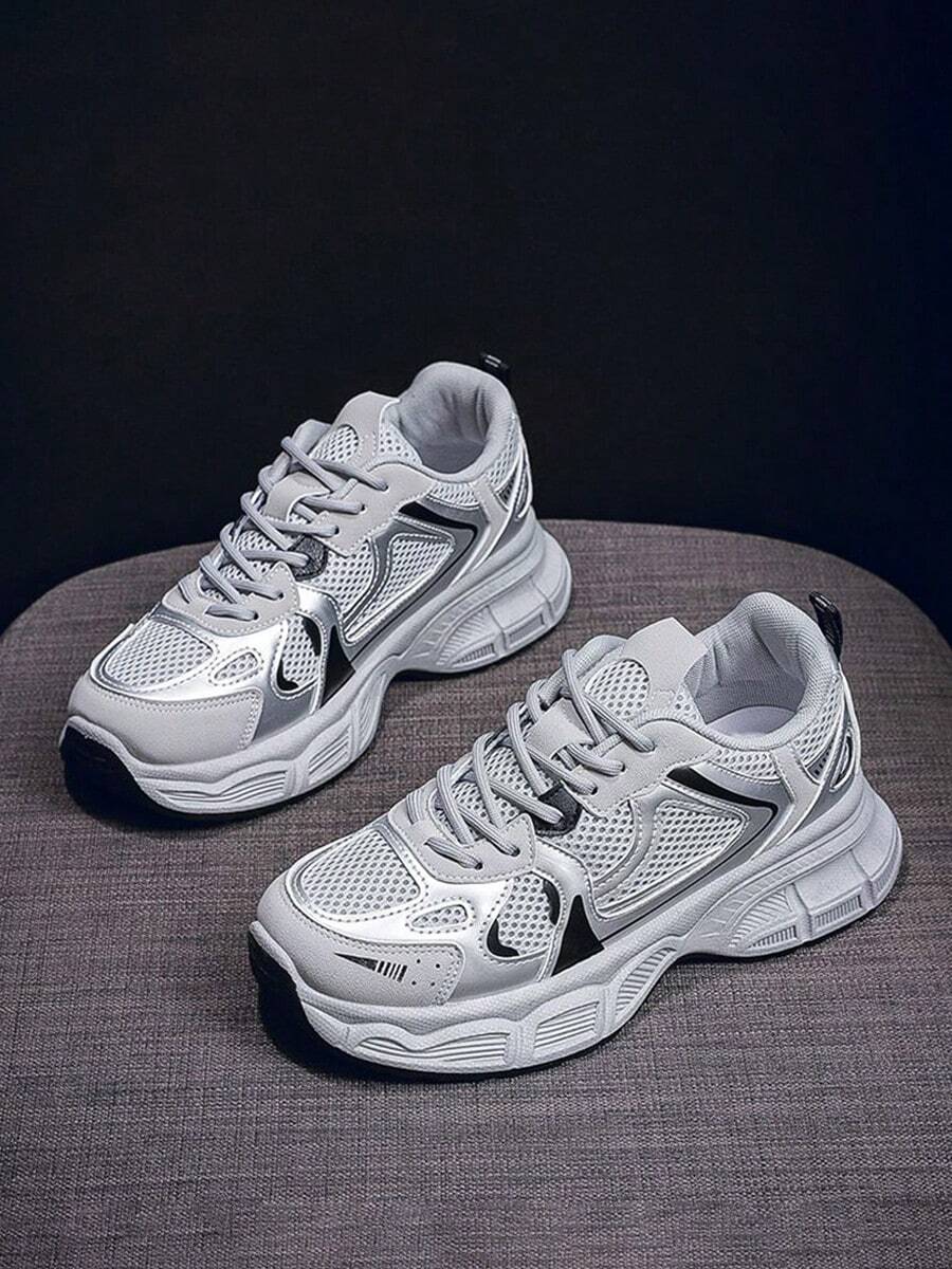 Women Wedge Sneakers - Grey - View 1