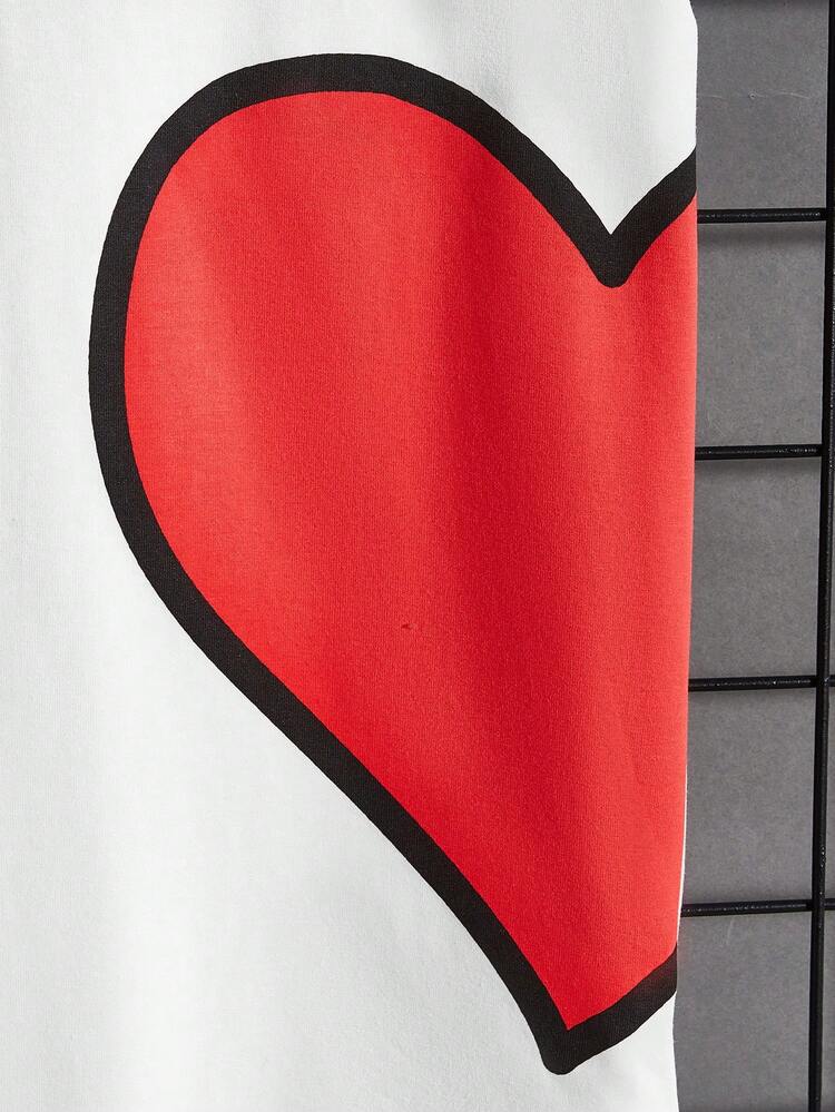 2pcs Knitted Casual Heart Pattern Multi-Piece T-Shirt Set