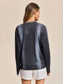 Exploreva Women's Casual Round Neck Long Sleeve Outdoor T-Shirt, Autumn - Black - View 5
